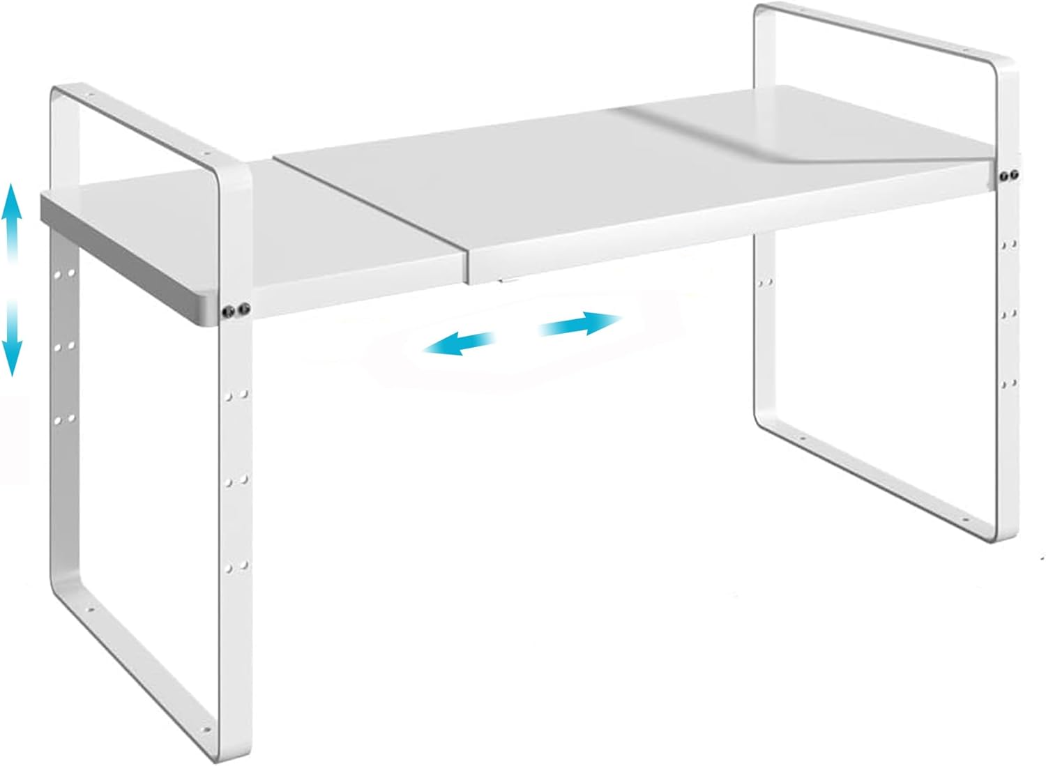 iPEGTOP Expandable Cabinet Storage Shelf Organizer Rack, Heavy Duty Cupboard Stand Spice Rack Adjustable Height Garage Pantry Shelf Space Riser for Counter Kitchen Organization, White, 1 Pack 8" Width - 1 Pack White