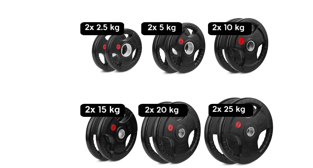 Coppia Dischi Palestra Olimpici per Bilancieri e Manubri BodyBuilding Gym | Bumper Plates Foro da 50 mm Dischi Peso Gommati da 2,5KG a 25kg