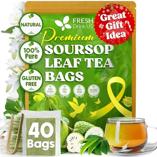 Image of 40 Premium Soursop Graviola Leaf Tea Bags, 100% Natural and Pure from Soursop Leaves, Handmade, Made With Natural Materials-Corn Fiber Tea Bag, Sugar /Caffeine /Gluten Free, Hoja Guanabana Tea