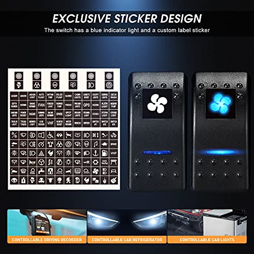 Mking Marine Switch Panel, 8 Gang Waterproof Rocker Switch Panel,Boat Rocker Switches Waterproof With Circuit Breaker Usb&Typ-C Charger Digital Voltmeter Cigarette Socket 12V Blue Led Switch Panel #TOP4