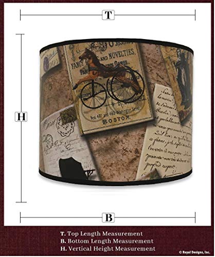 Image of Royal Designs, Inc. Trendy Decorative Handmade Drum Shade, Made in USA, 10in, HBC-8020-10, Victorian Letters
