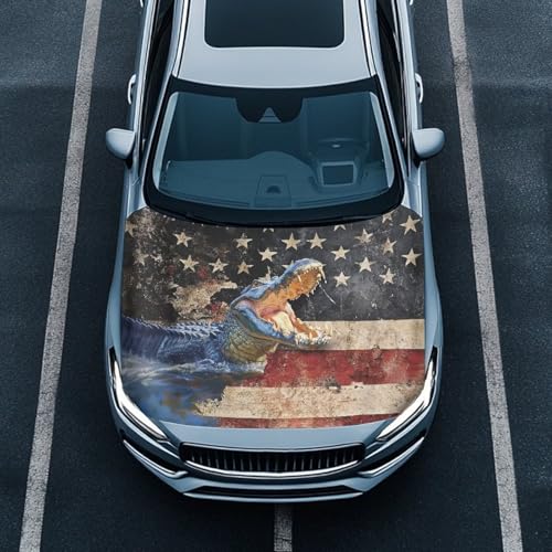 Image of Car Hood Cover,Snowproof Universal Car Hood Cover Protector Suitable Most Automotive Sedans Trucks Pickup Sports Cars,Car Accessories Crocodile Print