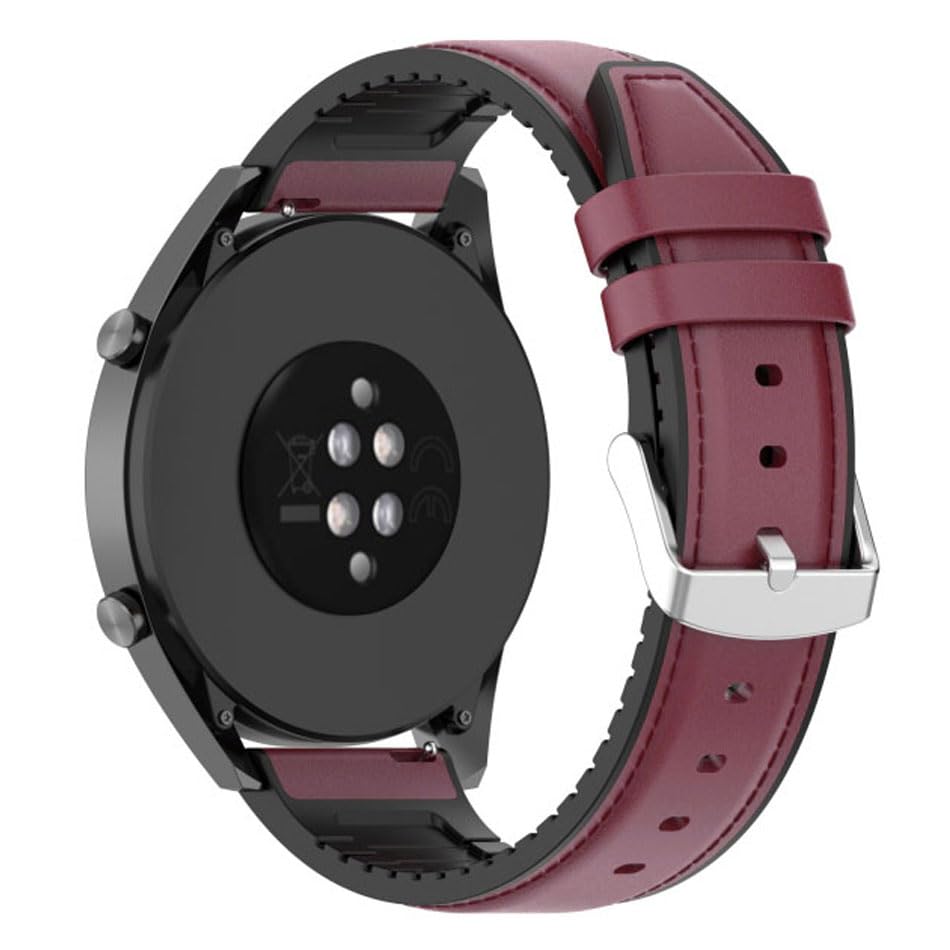 Image of AONES 20mm Watch Strap Leather Silicone Belt Compatible for Timex Analog Twhg03Smu26 Smartwatch Hook Band