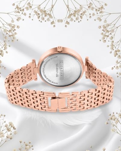 Image of Giordano Elegant Analog Quartz Watch for Women with Textured Round Dial, Crystal Hour Markers, Japan Movement and Stainless Steel Strap