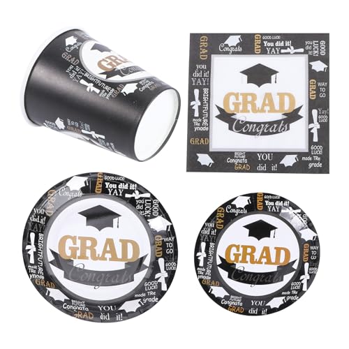 Uonlytech Juego de 68 Platos de Papel Desechables Blancos para Fiesta de Graduación Servilletas Absorbentes, Adecuado para Celebraciones y Eventos Obsequios