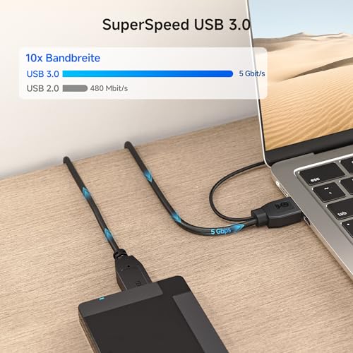 Cable Matters 5Gbps Micro-USB-3.0-Y-Splitterkabel, 0,5m – Ansicht 3