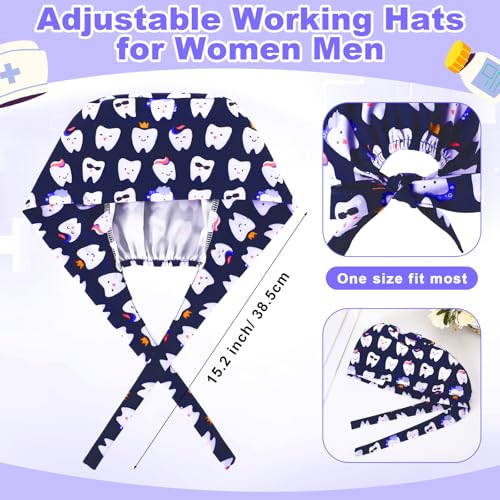 Image of Unittype 4 Pcs Nurse Caps for Women Nursing Working Caps with Button and Sweatband Adjustable Elastic Scrub Hats for Dentist