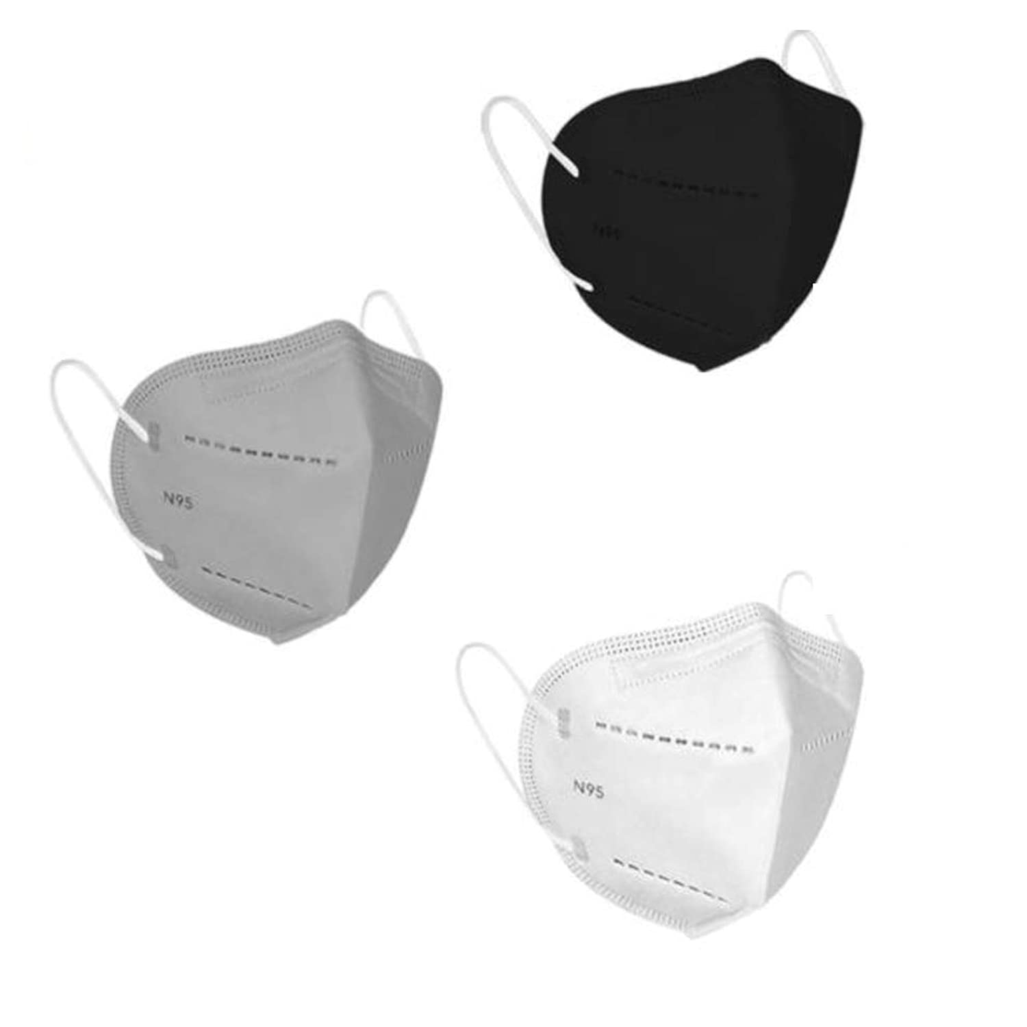 ERRISH ENTERPRISES N95 Ear Loop Style Protective Face Mask 5 Layered Filtration Comfortable Fit Mask (Pack of 60, Black, White, Grey) (B096S36X8B) Amazon Price History, Amazon Price Tracker