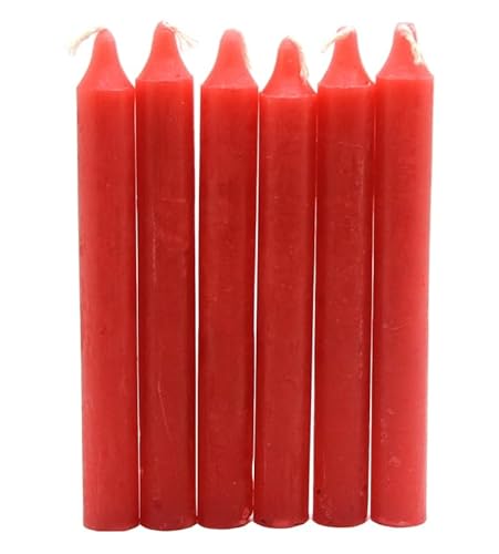 Set of 6 Spiritual Ritual Candles - Assorted Colors for Meditation, Chakra Healing, and Energy Cleansing - Premium Unscented Wax, 6 Inches Tall Chime/Spell Candles (Red)