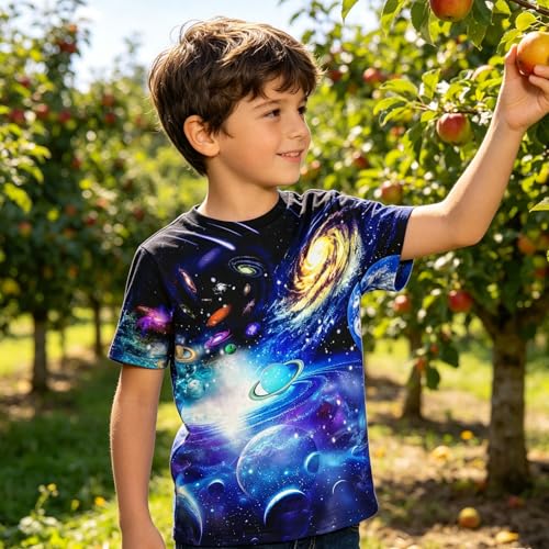 Image of Hgvoetty Boys Girls Graphic T-Shirts Kid 3D Casual Tops Tees for 6-16 Years | Youth Novelty Shirts, Bright Eye-Catching Design, Lightweight and Soft Material, Suit for Daily Sport, Party and School Wear