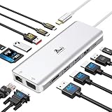 PD 100 W et Gigabit Ethernet : le moniteur LIONWEI Laptop Docking Station 2 prend en charge une puissance de sortie allant jusqu'à 87 W pour charger votre ordinateur. Le port RJ45 établit une connexion sans faille aux réseaux LAN 10/100/1000 Mbps, assurant ainsi des téléchargements de films rapides et des temps de latence réduits lors des jeux. Les ports pour lecteur de carte SD et Micro SD répondent également à vos besoins en matière de transfert de données de cartes mémoire