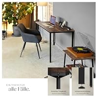 tectake® Industrial Schreibtisch, Tisch 120 x 60 x 75,5cm, Esstisch, Bürotisch, Computertisch, PC Tisch, Wohnzimmertisch, Gaming Desk, Möbel für Arbeitszimmer - Industrial Dunkelbraun – Ansicht 5