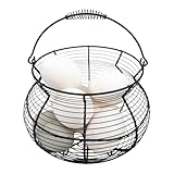 Farmhouse Egg Basket – Vintage Storage Rack, tragbarer Griff, Sturdy Wire Construction | Kitchen Picnic Harvest, Garden Easter Vegetable Fruit Vegetable, Perfect for Home Counter Decoration Daily