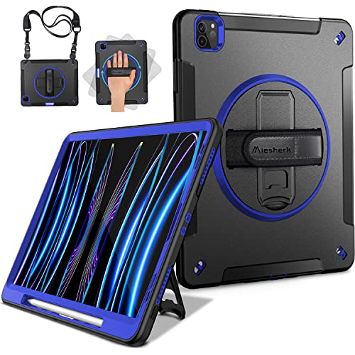 Coque iPad 11" 2021 antichoc militaire avec support 360 et dragonne bleue