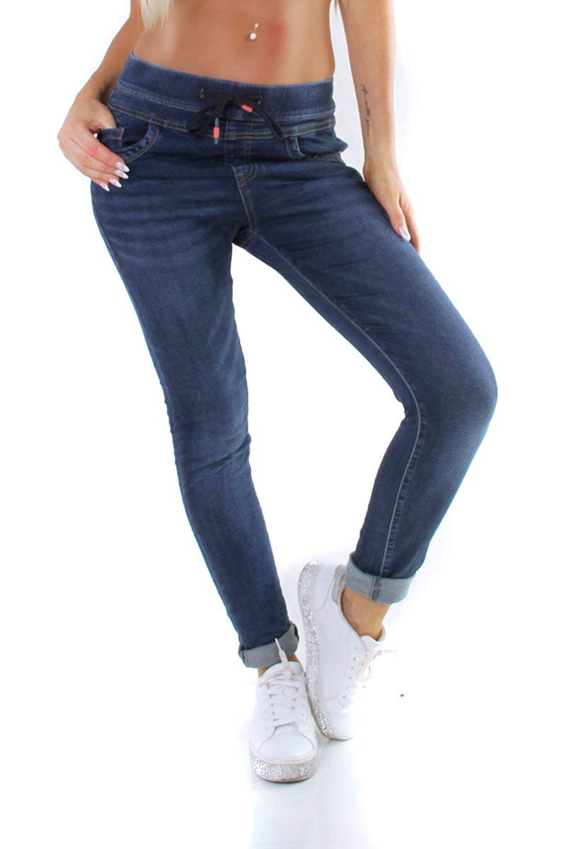 10425 Damen Jeans Hose Boyfriend Haremsjeans Gummibund Jogg-Style Pants Streetwear
