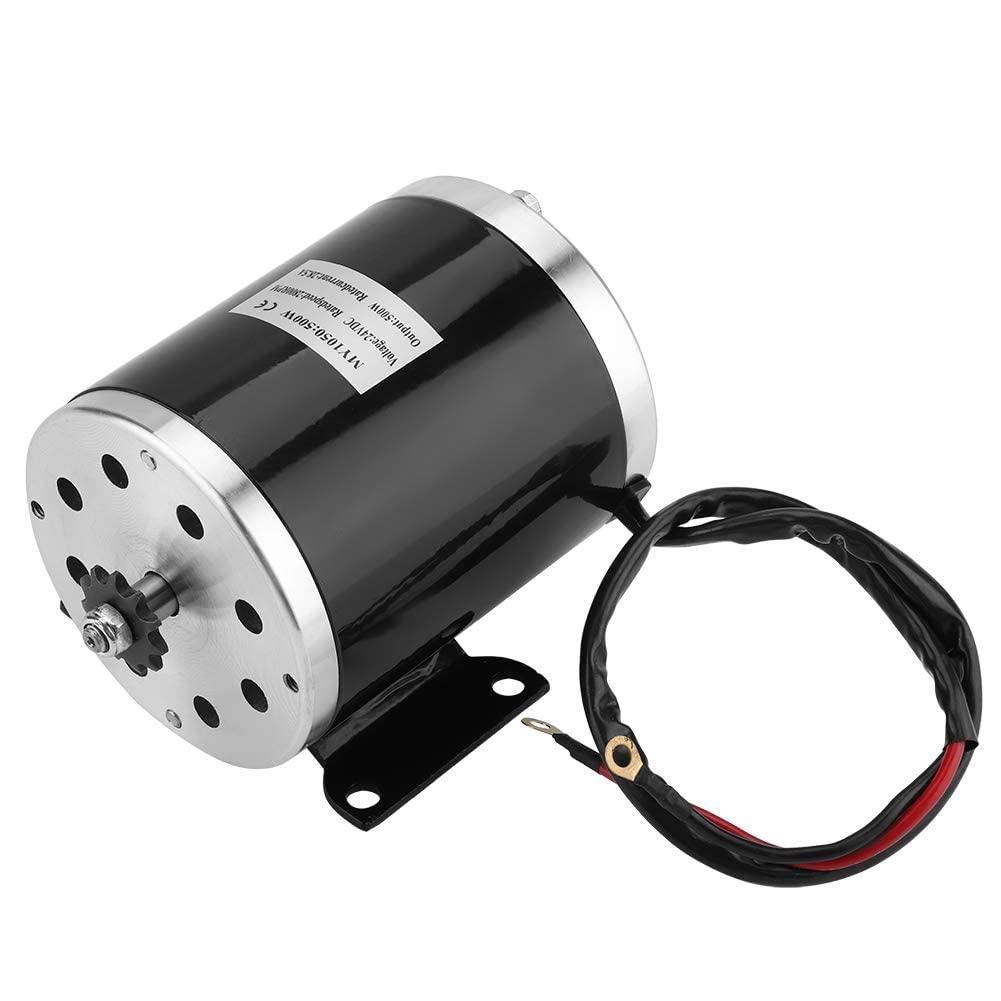 Motore DC a Magneti Permanenti 500W 24V, Motoriduttore Elettrico Reversibile Silenzioso con Staffa per Generatore Fai-da-Te Alta Velocità