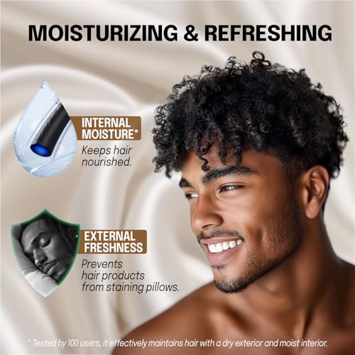 Image of Fittia Men's Satin Bonnet for Short Hair with Adjustable Strap - Sleeping Cap for Fade, Afro & Natural Hair Care, Wave Cap