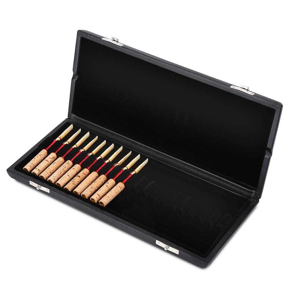 Oboen-Schilf-Etui, Holz-PU-Leder-Abdeckung, Aufbewahrungsbox für Oboen-Reeds (20 Stück)