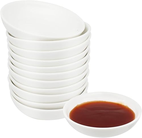 Paquete de 12 cuencos de inmersión pequeños, platos y cuencos de salsa de inmersión de 1.2 onzas, platos pequeños de porcelana de cerámica para