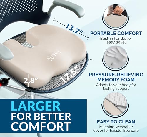 Image of ComfiLife Premium Gel & Memory Foam Seat Cushion - Doctor Recommended Office Chair Cushion, Car Seat Cushion - Chair Cushions for Back & Sciatica Pain Relief - Seat Cushions for Office & Desk (Beige)