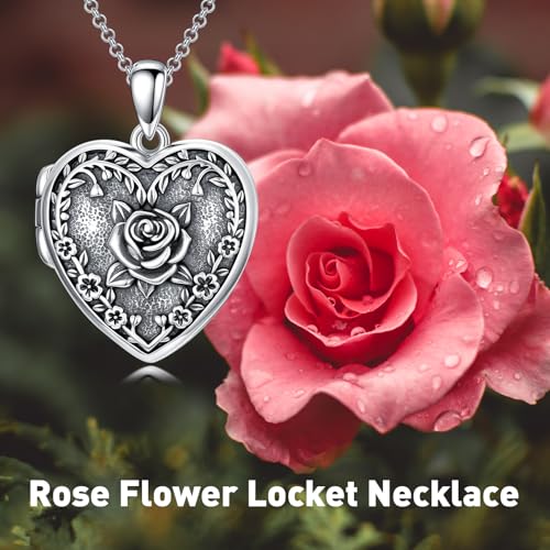 Heart Locket Necklace 925 Sterling Silver Custom Photo Pendant That Holds Pictures Memorial Jewelry Gifts for Women Mom Daughter2