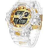 PINDOWS メンズ用腕時計、ミリタリーウォッチ アウトドアスポーツ電子ウォッチ、日付多機能LEDアラームストップウォッチ、50メートル防水アナログデジタルウォッチ、12H/24H表示 メンズ腕時計