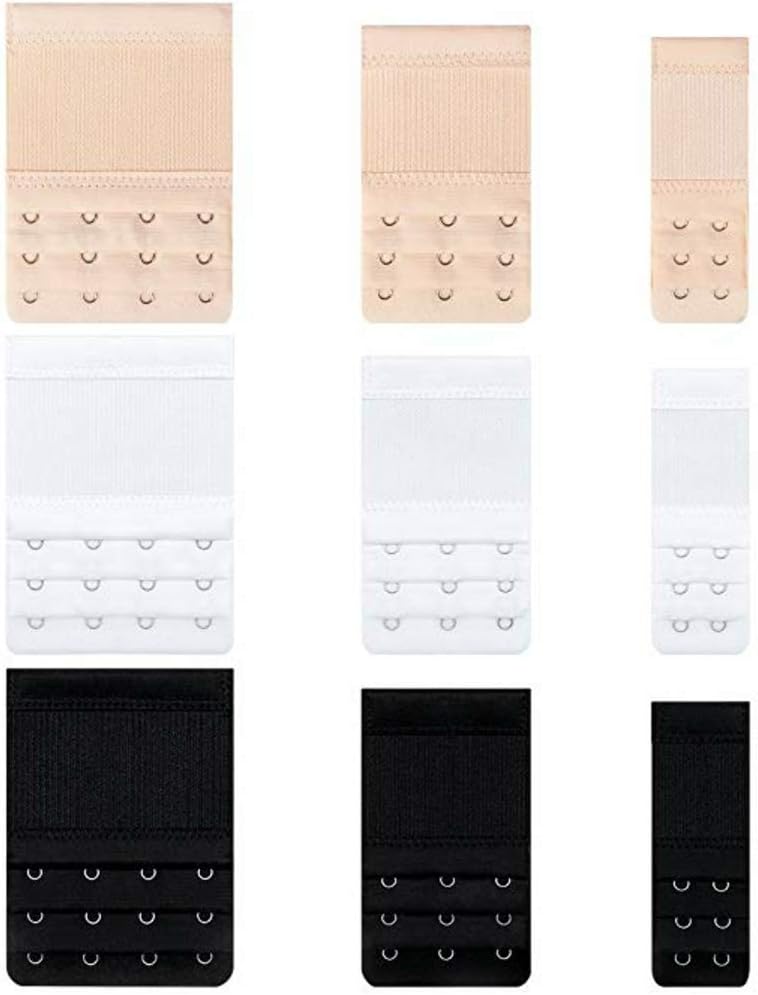 9 Pieces Bra Extender Bra Strap Extension Women's Bra Extender 2 Hooks/ 3 Hooks/4Hooks, 9 Pieces