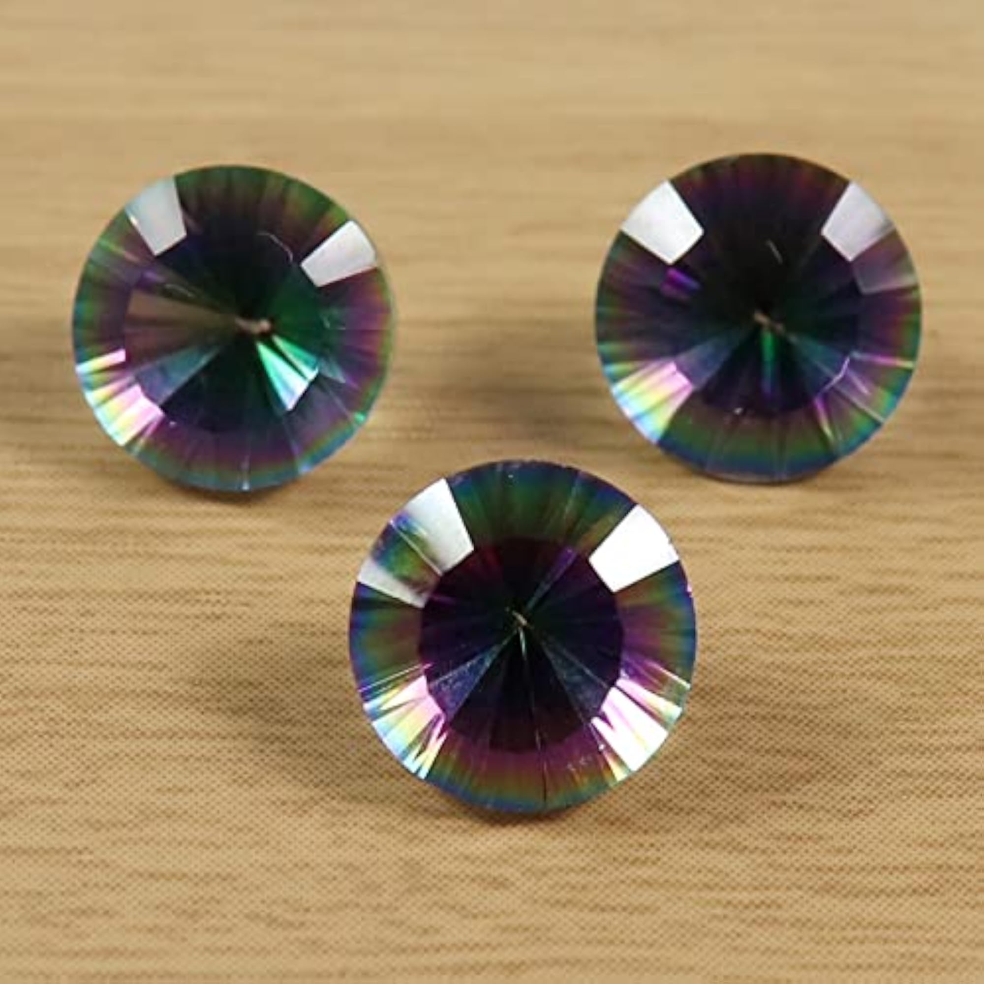 Mystic Topaz Faceted Natural Meditation Healing Gemstone, 3 Pcs