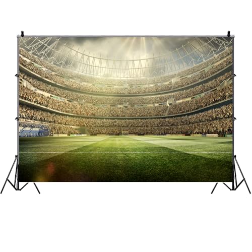 SADFA 10x8ft Soccer Field Backdrop, Football Pitch Stadium Backdrop Photography Background,Sports Backdrops for Photoshoot Birthday Party Decoration Supplies Banner by SADFA - Used condition - Image 3
