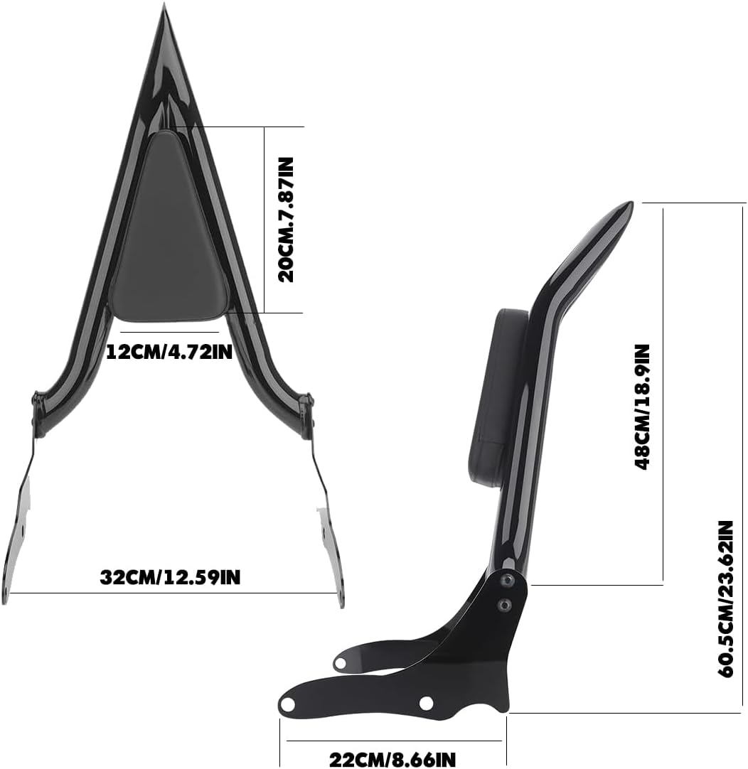 16" Backrest Sissy Bar For 2013-2025 Yamaha XV 950 Bolt-XV 950 R Bolt Detachable Rear Passenger Backrest, Black