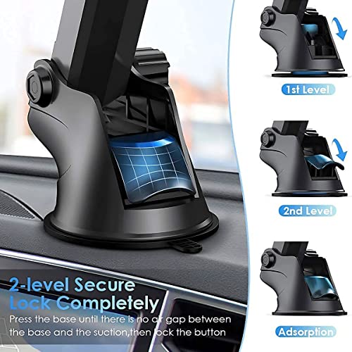 Image of KACA Universal Car Mount Mobile Holder Stand | Strong Suction Cup, Double Shift Locking for Dashboard Windshield | Long Telescopic Arm, 360 Rotatable Head| for All Mobile Phones