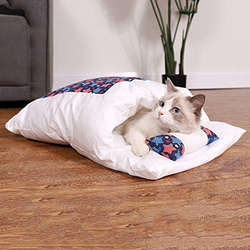 Ninhada de gato japonês saco de dormir de gato fechado removível e lavável colcha de gato inverno qu