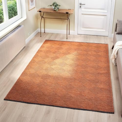 Tapete decorativo moderno naranja 8x10 antideslizante lavable