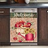 Farm Apple and Sunflower Kitchen Decorative Dishwasher Magnet Cover, Dish Washer Panel Decal Farm Sunflower Sticker, Home Decorative Refrigerator Magnetic 23' W x 26' H