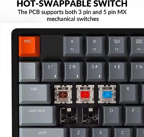 Image of Keychron K8 Wireless Bluetooth /USB Wired Mechanical Keyboard, Hot-swappable Tenkeyless 87 Keys RGB LED Backlit Gateron Brown Switch N-Key Rollover, Aluminum Frame for Mac and Windows