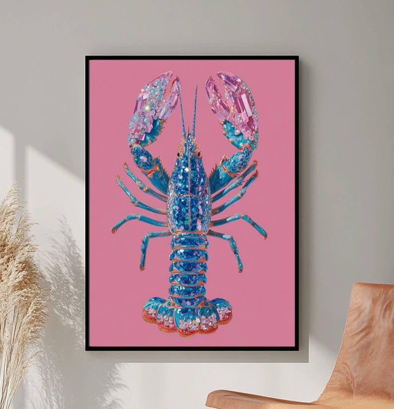 Peinture homard bleu grand format pour raviver un mur vide