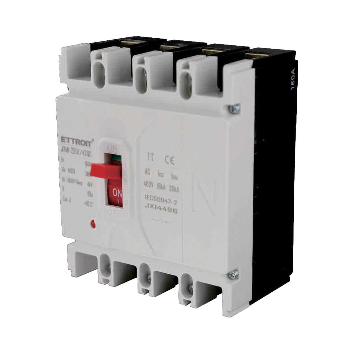 A2ZWORLD Interruptor en caja magnetotérmico, MCCB Curva C, 4P AC 400 V 160 A, Ui 660 V Uimp 8Kv, Ics 18kA Icu 35kA, IP40 IEC60947-2