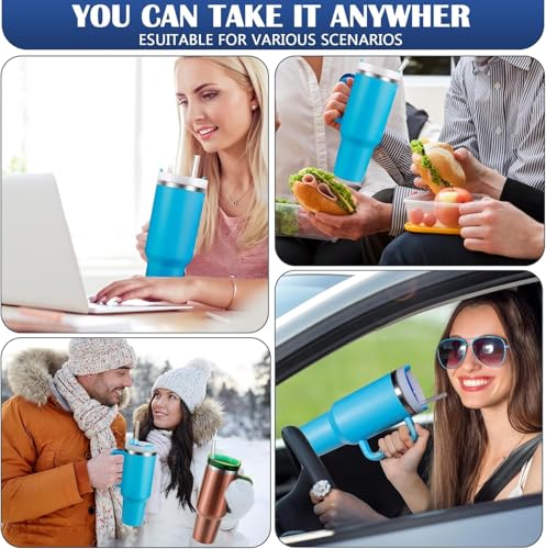 Image of House of Quirk Quencher 1.2 Litre Stainless Steel Double Vacuum Insulated Tumbler with Lid and Straw for Hot and Cold Beverages (Aqua)