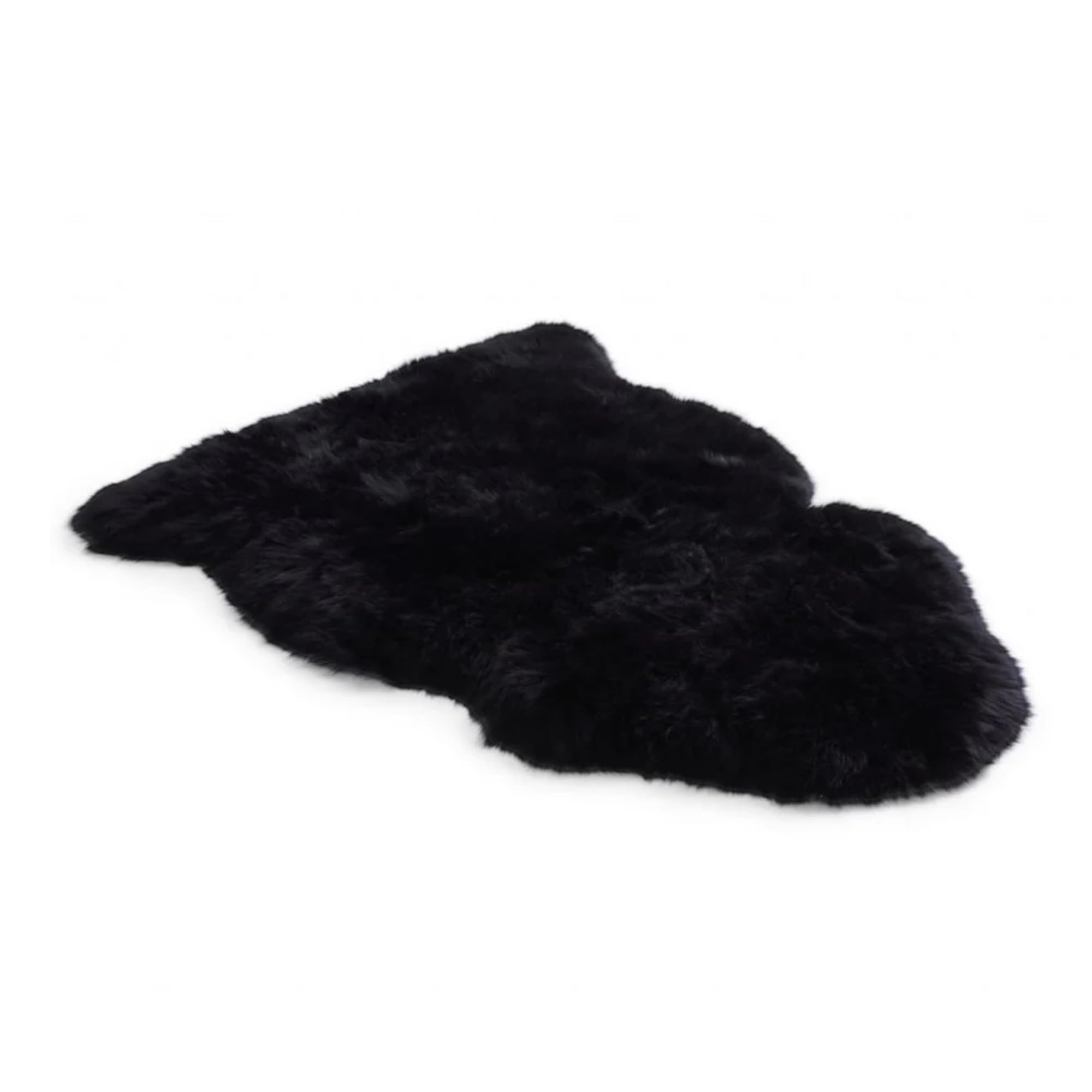 Luxury Genuine Sheepskin Rug – 100% Real Wool Natural Soft Silky Fluffy Hide, Premium Sheepskin Throw for Bedroom, Sofa or Floor, Warm & Breathable Home Décor Accent (90 x 60 cm) (Black)