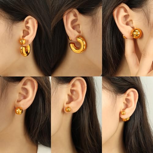Ritach Chunky Gold Earrings for Women Trendy 14K Thick Gold Hoop Earrings Hypoallergenic Statement Chunky Hoops Jewelry Gifts for Women2