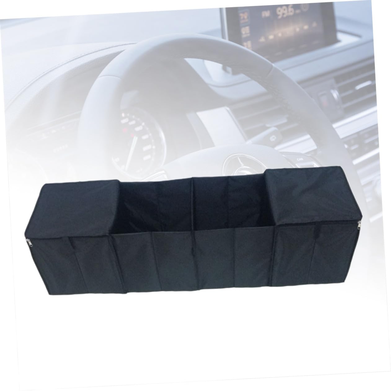 Organizer Bagagliaio Auto Pieghevole 4 Scomparti Pvc Nero | Capacità Ampia, Maniglie e Struttura Espandibile, per Tenere gli Oggetti in Ordine
