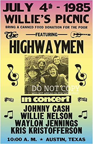 Affiche de concert vintage The Highwaymen pour decoration rock retro