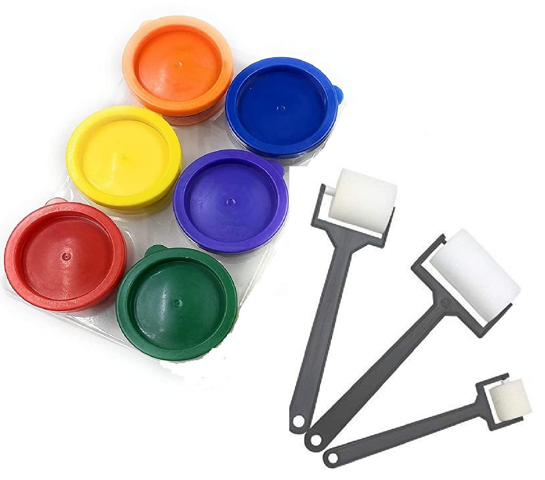 The Art Box 6 Pcs Finger Paint, Non Toxic Smooth, Mixable, Easy to Wash & Dry Paints for Kids with 3 Roller Sponge Brush (B09JCBLHMD) Amazon Price History, Amazon Price Tracker