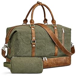 S-ZONE Weekender Bag for Men Canvas Duffle Large Weekend Overnight