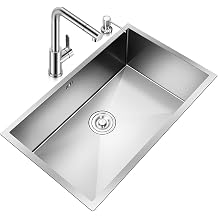 Kitchen Sink - Countertop, Undermount, Stainless Steel Kitchen Sink, Stainless Steel Color, RV Kitchen Sink Kitchen Single Bowl with Accessories, 3-in-1 Faucet Size 70 * 43