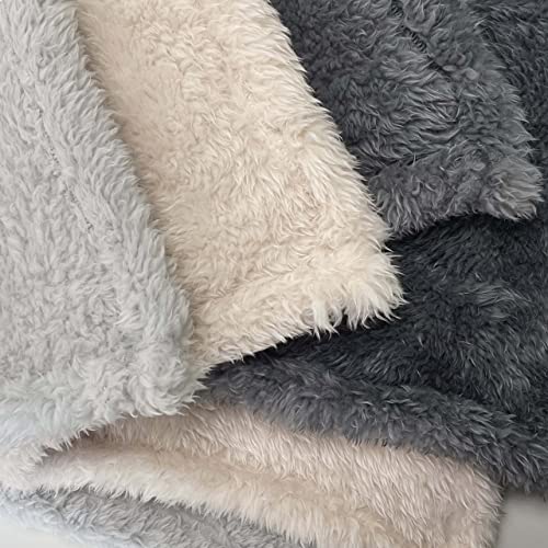 Pethur 1 Pack 3 Puppy Blankets Super Soft Warm Sleep Mat, Fluffy Fleece Throw For Dog Puppy Cat, Dog Blankets For Small Dogs, Dark Gray/Light Gray/Beige, 23X16 Inches #TOP3