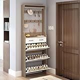 MURUL Blanco + roble zapatero colgador 3 puertas 2 cajones