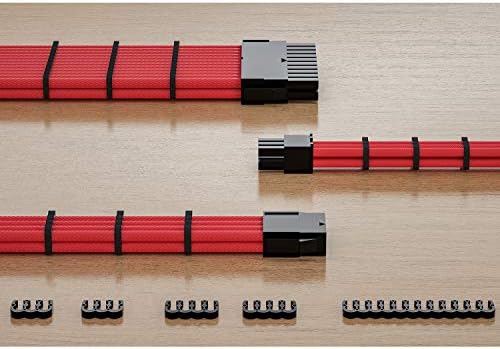 upHere Cable Comb 24 Pieces Set = 24-pin x 4, 8-pin x 12, 6-pin x 8 for 3 mm Cable Gesleeved Up to 3.4 mm/0.13inch Black, CM245