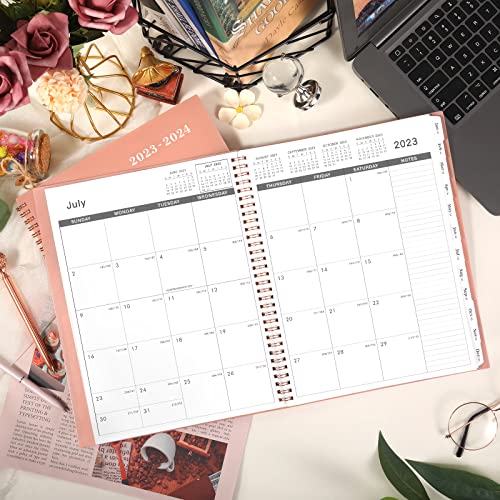 Monthly Planner 2023-2024 - 2023-2024 Monthly Planner, Jul. 2023 To Dec. 2024, 18-Month Planner , 9" X 11", Monthly Planner With Tabs & Pocket, Contacts And Passwords, Thick Paper, Twin-Wire Binding - Rosy Pink #TOP6