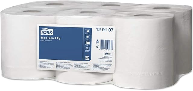 Tork Centre Feed White Wiping Basic Paper Plus Towel Roll Pack of 6 x 150M